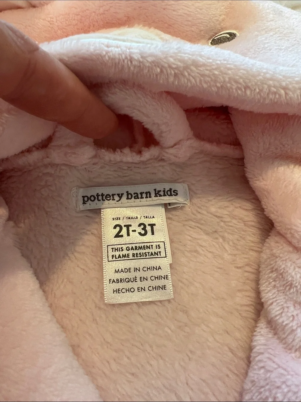 🐰 Pottery Barn Kids Pink Hooded Plush Robe with Kitty Face 🐰